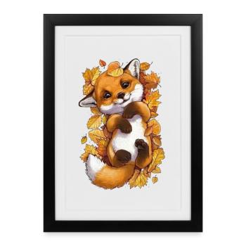 Cute baby fox - Framed poster (27 × 37 cm) - black - Front
