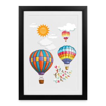 Montgolfière - Affiche encadrée (27 × 37 cm) - noir - Devant
