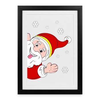 Merry Santa Claus Snow Salutation - Framed poster (27 × 37 cm) - black - Front