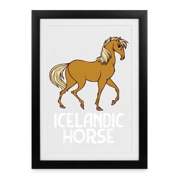 Haflinger Horses Horse Fool Déclaration Chevaux islandais - Affiche encadrée (27 × 37 cm) - noir - Devant