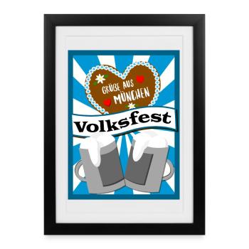 Volksfest in München - Gerahmtes Poster (27 × 37 cm) - Schwarz - Vorne