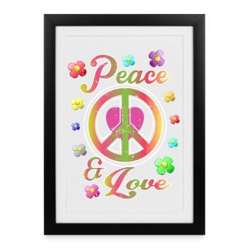 Paix et Amour - Affiche encadrée (27 × 37 cm) - noir - Devant