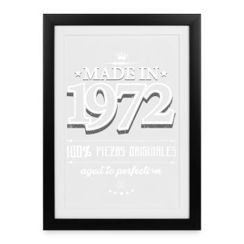 Fabriqué dans un T-shirt vintage Crest 1972 - Affiche encadrée (27 × 37 cm) - noir - Devant