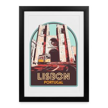 Lisbon, beautiful city Portugal cathedral tram - Framed poster (27 × 37 cm) - black - Front