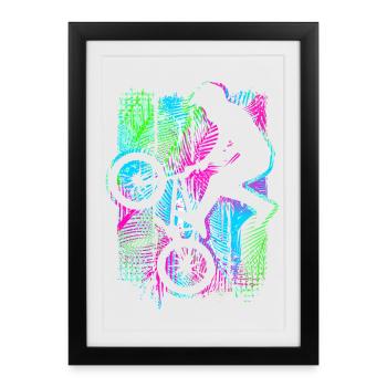 Vélo Bmx tropical avec palmiers - Retro Bmx Bike - Affiche encadrée (27 × 37 cm) - noir - Devant