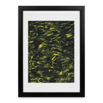 Jaune dans l’obscurité (peinture acrylique) - Affiche encadrée (27 × 37 cm) - noir - Devant