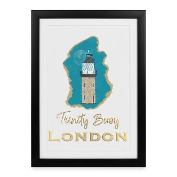 London, Trinity Buoy Lighthouse, Pixel Art - Framed poster (27 × 37 cm) - black - Front