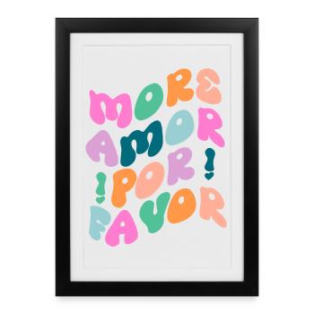 More Amor Por Favor — Vibrant Retro Typography - Framed poster (27 × 37 cm) - black - Front