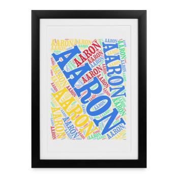 T-shirt Aaron Word Cloud T-shirt cadeau - Affiche encadrée (27 × 37 cm) - noir - Devant