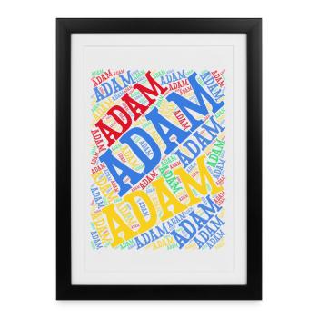 Adam t-shirt nuage de mots t-shirt idée cadeau - Affiche encadrée (27 × 37 cm) - noir - Devant