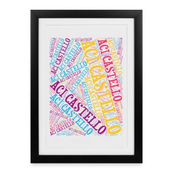 t-shirt Aci Castello word cloud t-shirt - Affiche encadrée (27 × 37 cm) - noir - Devant