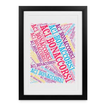 T-shirt Sicilia Aci Bonaccorsi world cloud collage - Affiche encadrée (27 × 37 cm) - noir - Devant