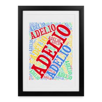 t-shirt Adelio t-shirt word cloud gift idea - Framed poster (27 × 37 cm) - black - Front