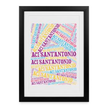 t-shirt Sicilia Aci Sant’Antonio nuage de mots - Affiche encadrée (27 × 37 cm) - noir - Devant