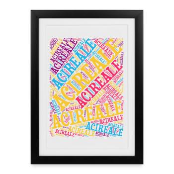 Sicilia t-shirt Acireale t shirt nuage de mots - Affiche encadrée (27 × 37 cm) - noir - Devant