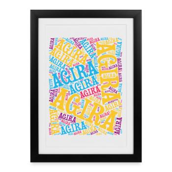 T-shirt Sicilia T-shirt Agira nuage de mots - Affiche encadrée (27 × 37 cm) - noir - Devant