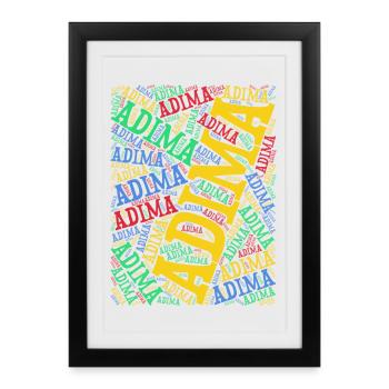 Adima nuage de mots collage mot art t-shirt - Affiche encadrée (27 × 37 cm) - noir - Devant