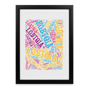 LGBTQIA+ Word T-Shirt Cloud Gay Pride LGBT - Framed poster (27 × 37 cm) - black - Front