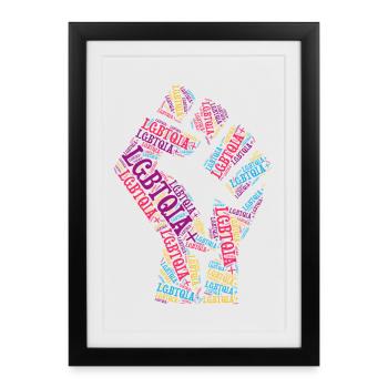LGBTQIA+ T-shirt Poing Nuage de mots Gay Pride LGBT - Affiche encadrée (27 × 37 cm) - noir - Devant