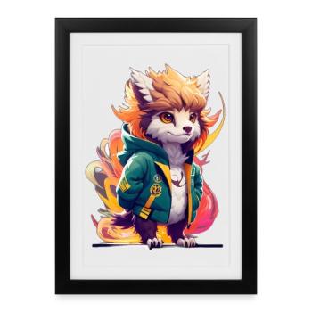 Griffon mignon et élégant - Affiche encadrée (27 × 37 cm) - noir - Devant