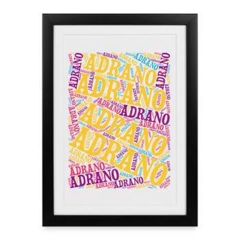 T-shirt Sicile T-shirt Nuage de mots Adrano - Affiche encadrée (27 × 37 cm) - noir - Devant