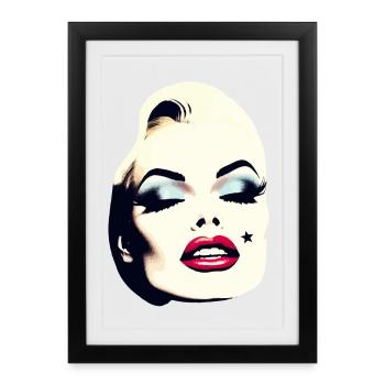 Pop-Art-inspiriertes Porträt auf Kleidung - Gerahmtes Poster (27 × 37 cm) - Schwarz - Vorne
