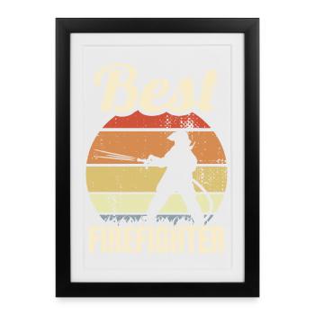 Great firefighter - Framed poster (27 × 37 cm) - black - Front