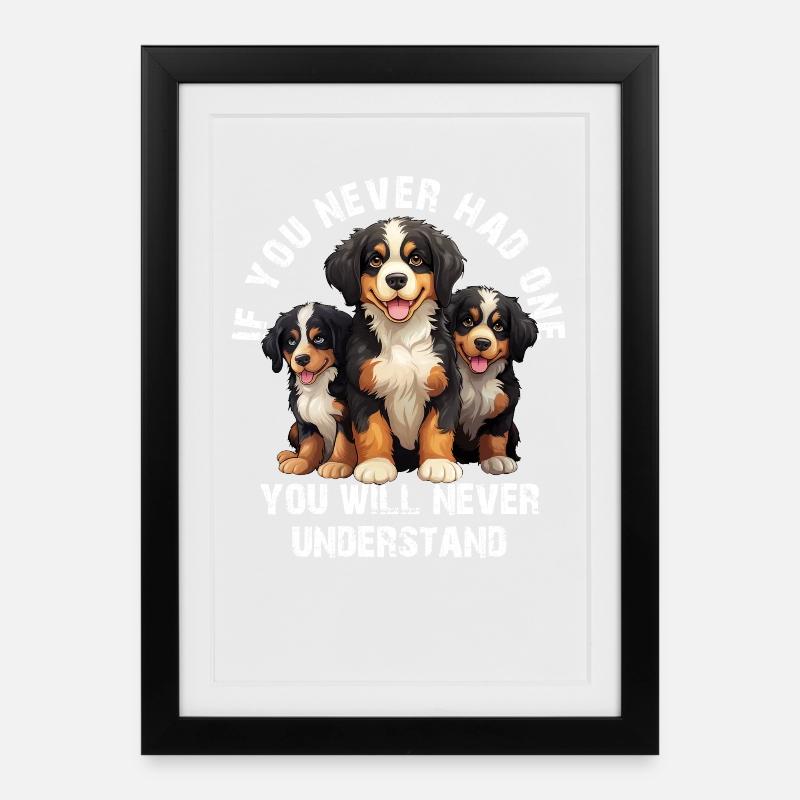 Berner Sennenhund - Gerahmtes Poster (27 × 37 cm) - Schwarz