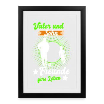 Vater und Sohn Freunde - Gerahmtes Poster (27 × 37 cm) - Schwarz - Vorne