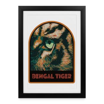 Œil de Tigre en Gros Plan – Illustration Intense - Affiche encadrée (27 × 37 cm) - noir - Devant
