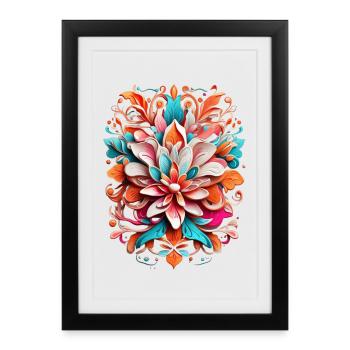 Colorful floral splendor pattern - Framed poster (27 × 37 cm) - black - Front