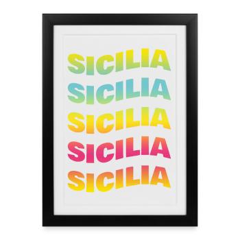 t-shirt Sicilia onda t-shirt gift idea - Framed poster (27 × 37 cm) - black - Front
