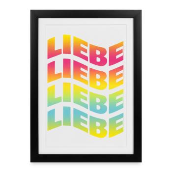 Liebe love love amour t-shirt t-shirt - Affiche encadrée (27 × 37 cm) - noir - Devant