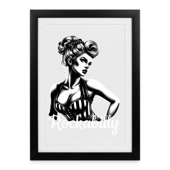 Rockabilly femme cadeau - Affiche encadrée (27 × 37 cm) - noir - Devant