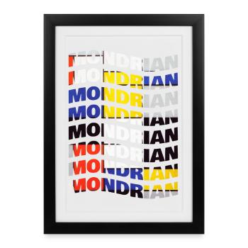 Mondrian wave text effect t-shirt - Framed poster (27 × 37 cm) - black - Front