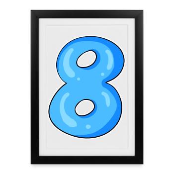 Number 8 Number Eight Motif Blue - Framed poster (27 × 37 cm) - black - Front