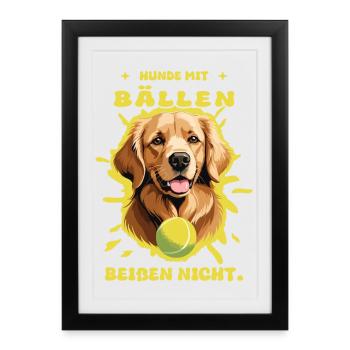 Dogs with balls do not bite ! - Framed poster (27 × 37 cm) - black - Front