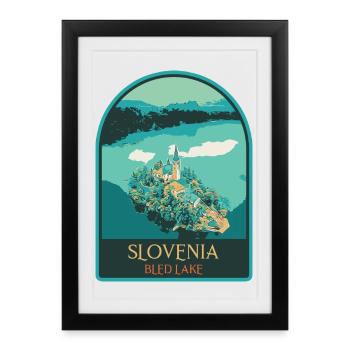 Illustration : L'île enchantée de Bled - Affiche encadrée (27 × 37 cm) - noir - Devant