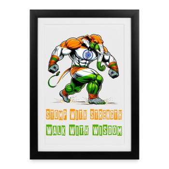 Inde Eléphant Couleurs nationales Design - Affiche encadrée (27 × 37 cm) - noir - Devant