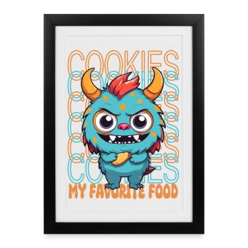 Monstre de biscuit sucré - Affiche encadrée (27 × 37 cm) - noir - Devant