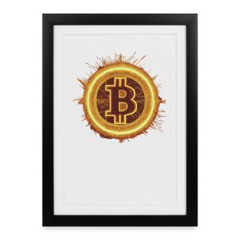 Fiery Bitcoin Solar - Framed poster (27 × 37 cm) - black - Front