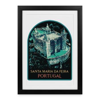 Château médiéval Santa Maria da Feira - Affiche encadrée (27 × 37 cm) - noir - Devant