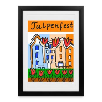 EG Tulipes I Festival des tulipes I Potsdam I Hollande IUrurlaub - Affiche encadrée (27 × 37 cm) - noir - Devant