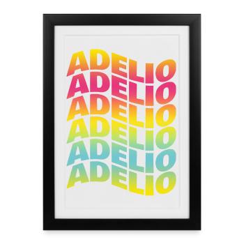 t-shirt Adelio texte effet vague vague texte - Affiche encadrée (27 × 37 cm) - noir - Devant