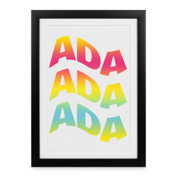 Ada t-shirt text wave effect t-shirt gift - Framed poster (27 × 37 cm) - black - Front