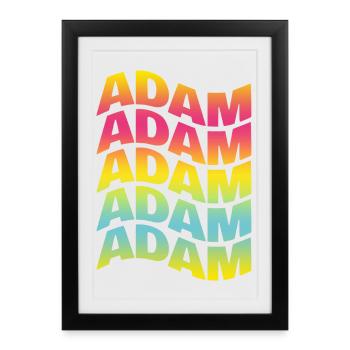 t-shirt Adam texte effet de texte ondulé - Affiche encadrée (27 × 37 cm) - noir - Devant