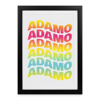 Adam t-shirt texte effet onde t-shirt cadeau - Affiche encadrée (27 × 37 cm) - noir - Devant