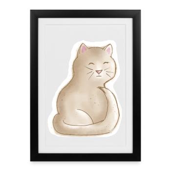chaton fatigué - Affiche encadrée (27 × 37 cm) - noir - Devant