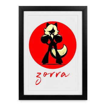 Red Background Fox - Framed poster (27 × 37 cm) - black - Front