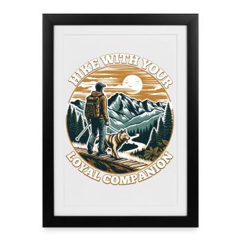 RANDONNEZ AVEC VOTRE FIDÈLE COMPAGNON - Affiche encadrée (27 × 37 cm) - noir - Devant